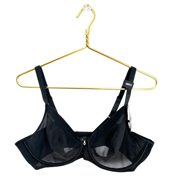 NWT Curvy Couture 36DDD Sheer Mesh Full Coverage Bra Black Sexy Support NEW - Picture 2 of 5
